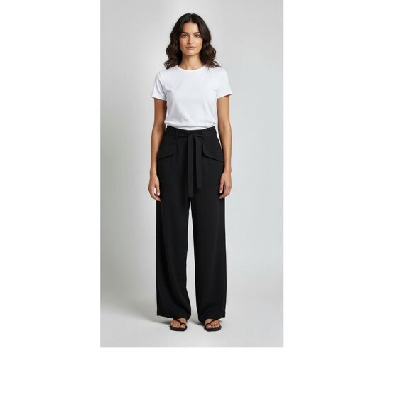 Zero + Maria Cornejo 'Edi' Drape Pants, Black, Women's Size 0 - Picture 1 of 5